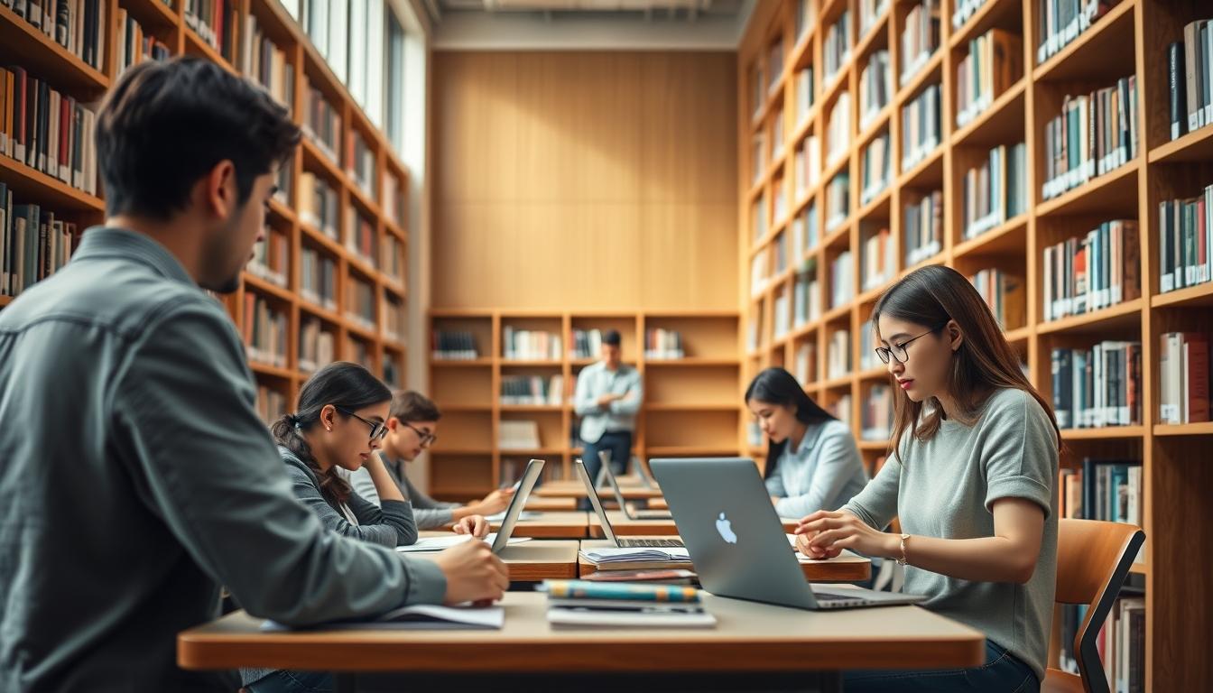 Student using learning strategies while studying